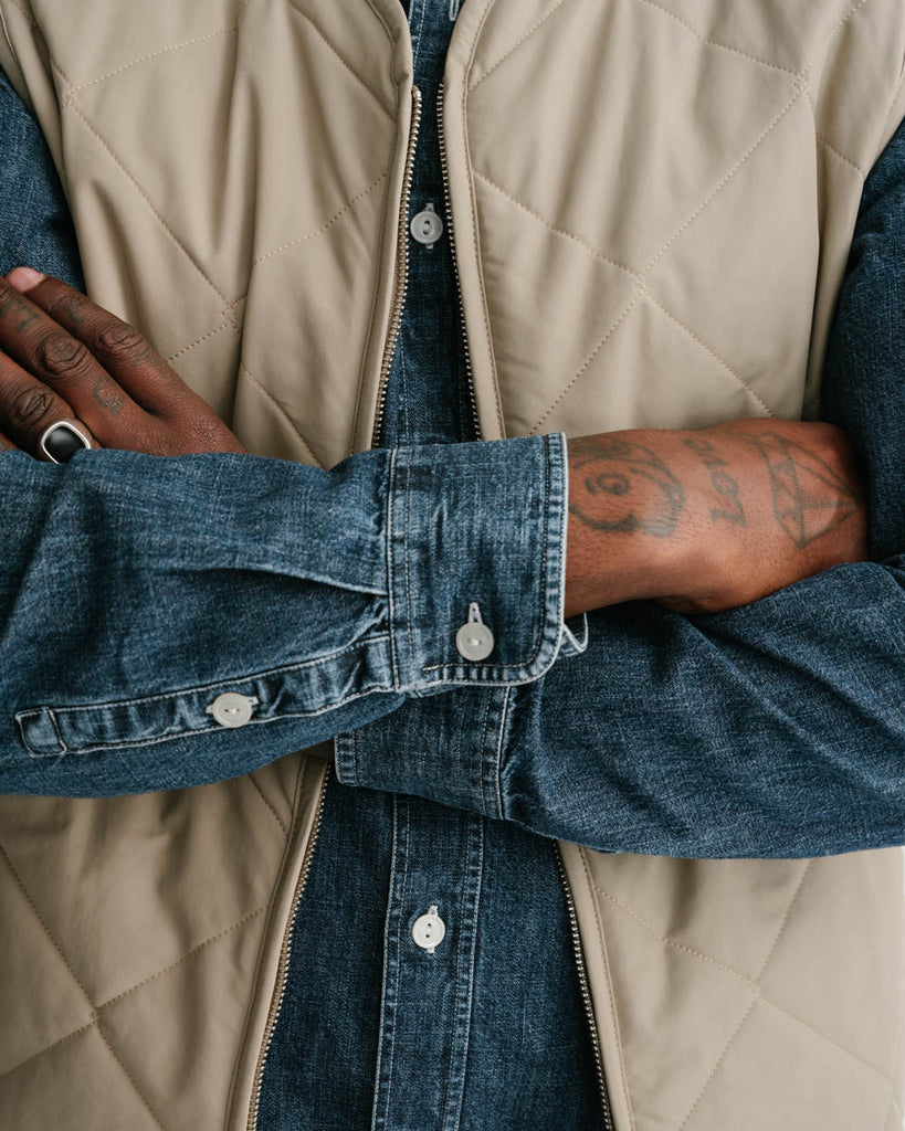 main MEN'S CLASSIC BEIGE QUILTED VEST