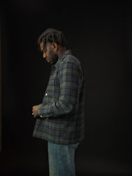 main MEN'S NAVY CHECK EASY SHIRT