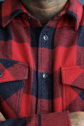 main Men’s Japanese Indigo Check Flannel Shirt (Red)