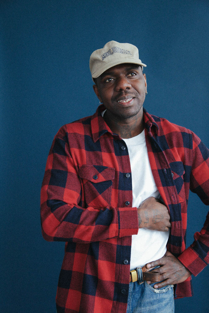 main Men’s Japanese Indigo Check Flannel Shirt (Red)