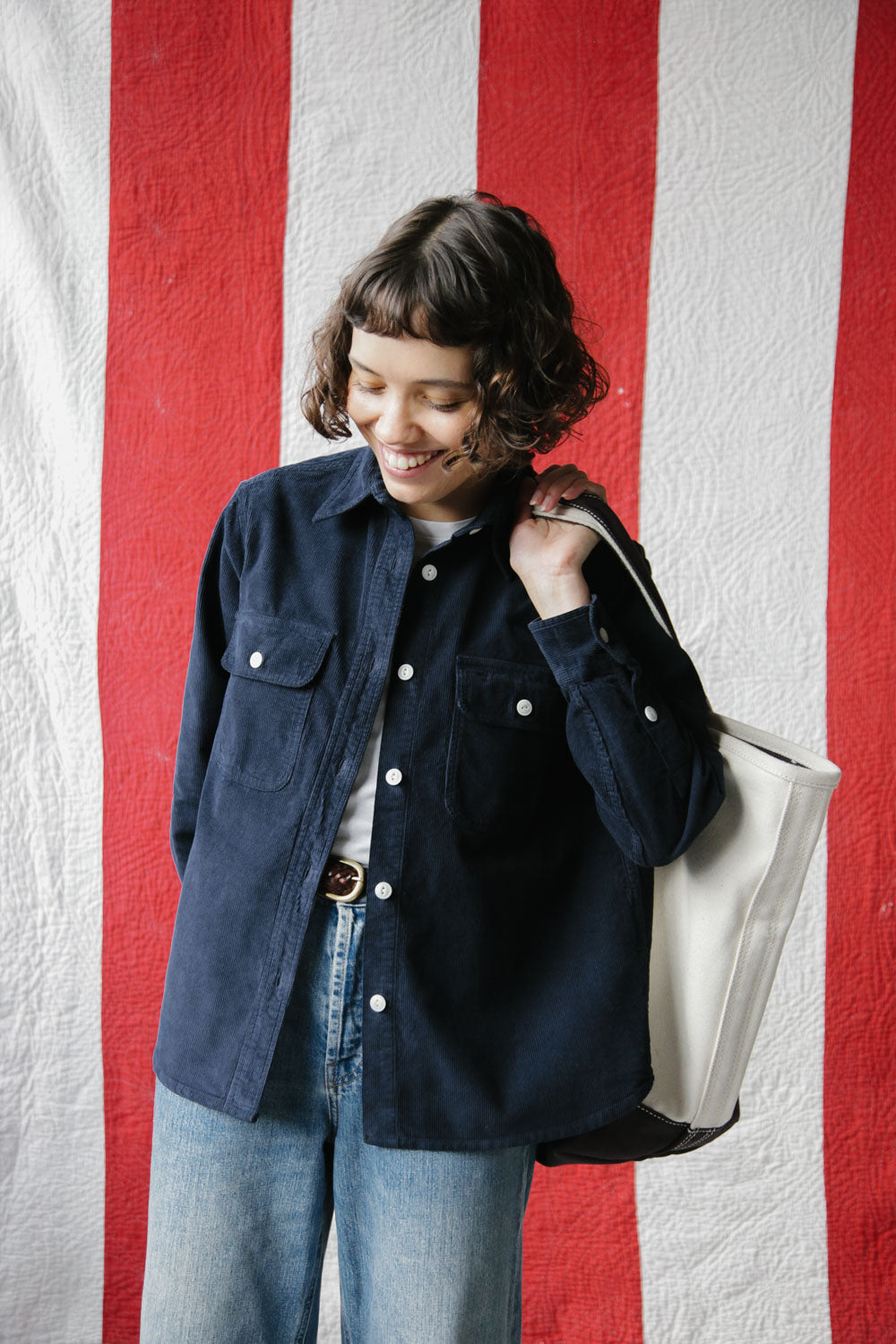 Gallery images of the Women’s French Corduroy Workshirt - French Navy