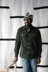 main Men’s French Corduroy Workshirt - Pine Green