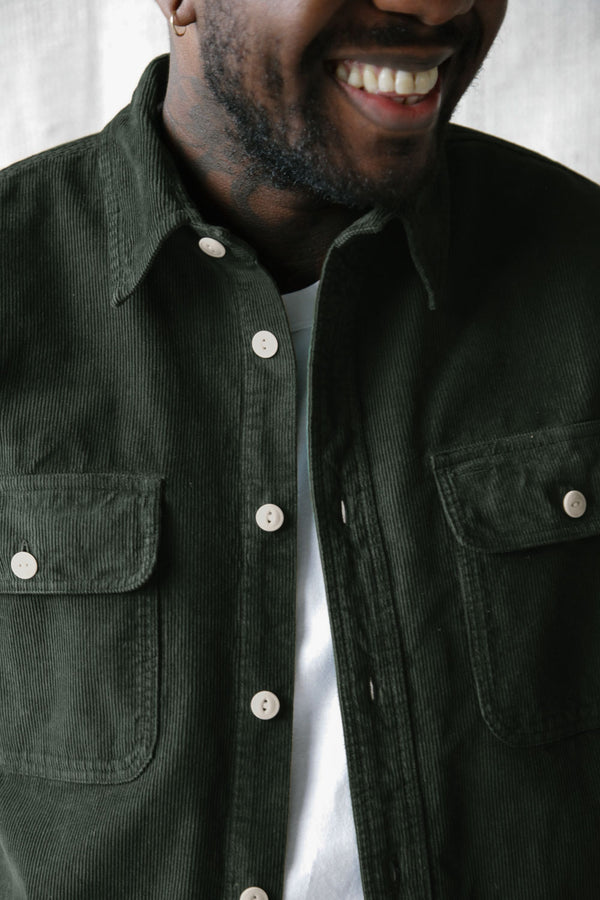 Men’s French Corduroy Workshirt - Pine Green