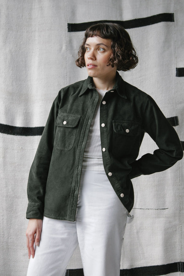 Women’s French Corduroy Workshirt - Pine Green