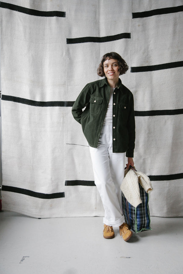 Women’s French Corduroy Workshirt - Pine Green