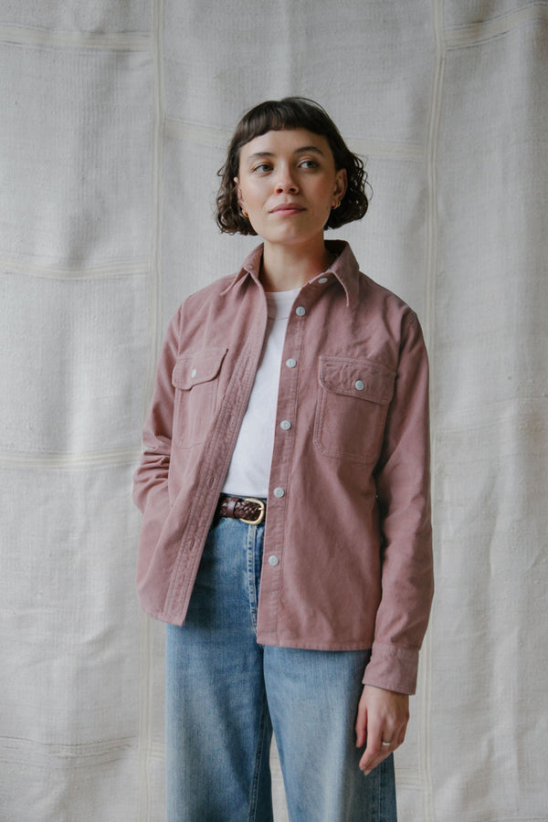 Women’s French Corduroy Workshirt - Smokey Pink