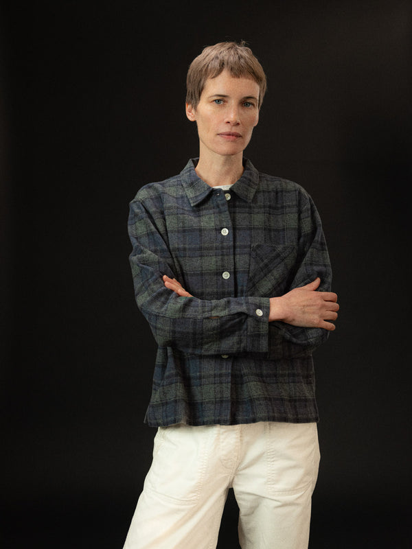 WOMEN'S NAVY CHECK EASY SHIRT