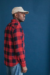 main Men’s Japanese Indigo Check Flannel Shirt (Red)