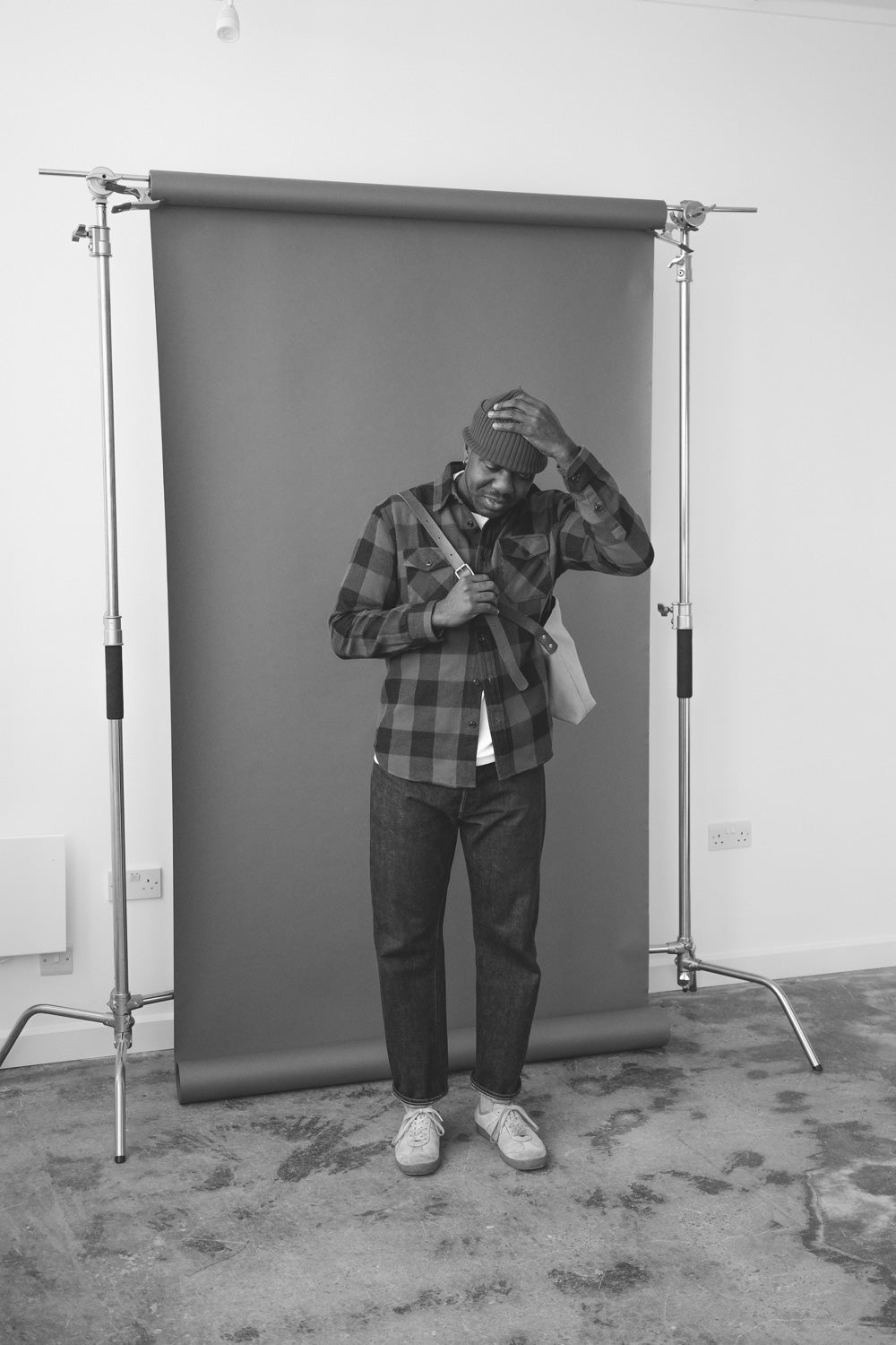 Gallery images of the Men’s Japanese Indigo Check Flannel Shirt (Blue)