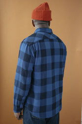 main Men’s Japanese Indigo Check Flannel Shirt (Blue)