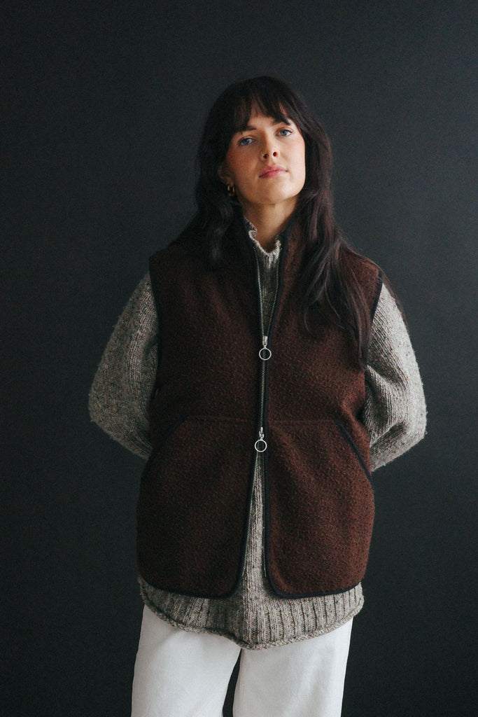 main THE CASENTINO BLANKET VEST - BROWN