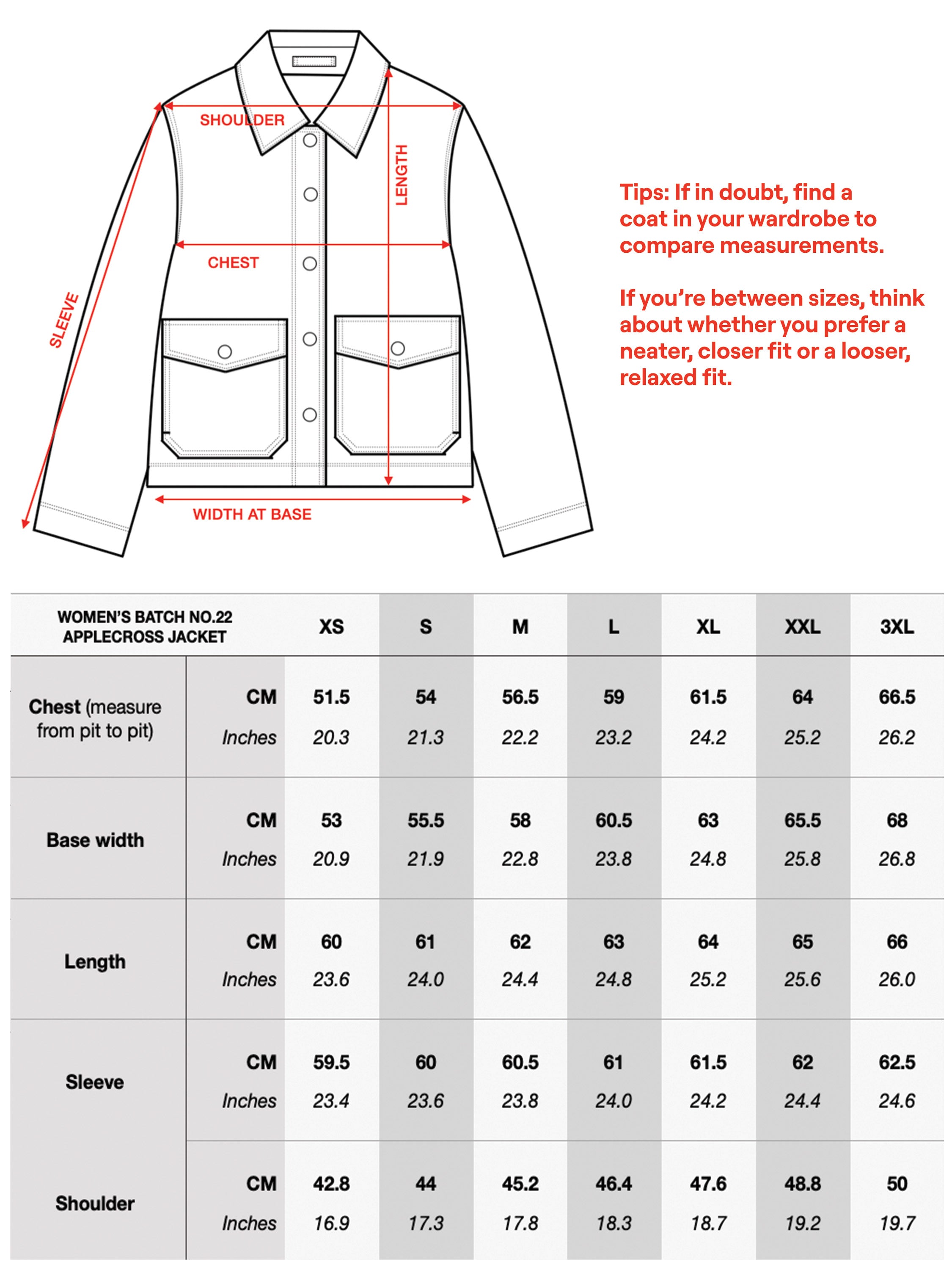 sizing chart
