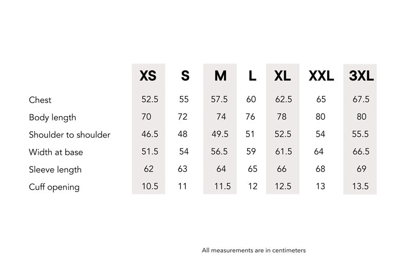 sizing chart