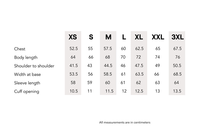 sizing chart