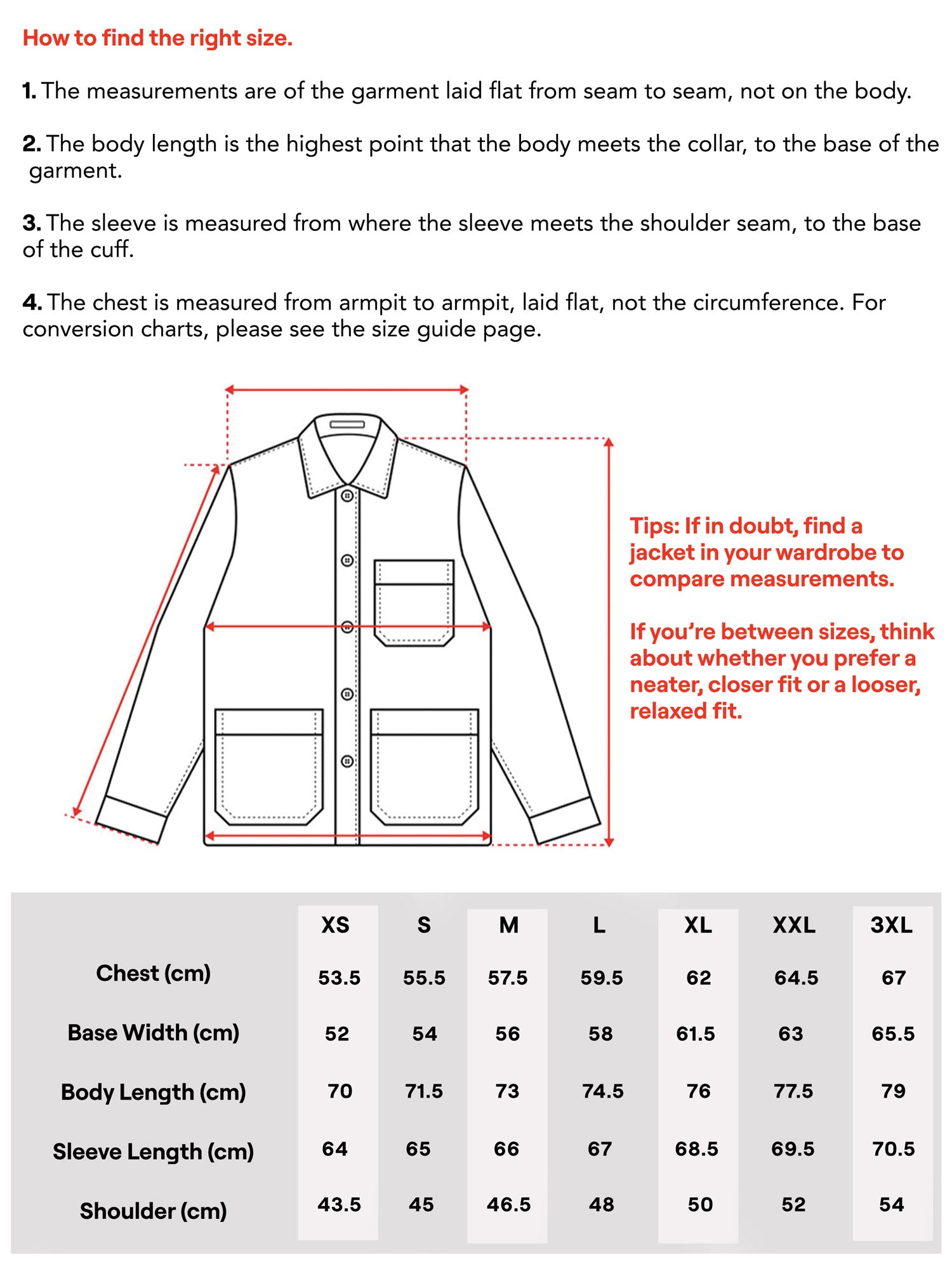 sizing chart