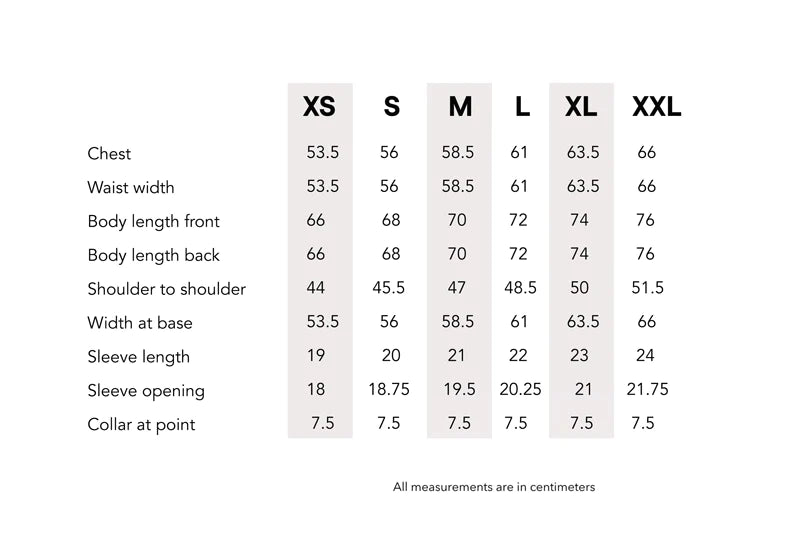 sizing chart